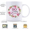 thumbnail image 5 of 90th Birthday Gifts for Women - 90 Years Loved with A Garland Birthday Mug - 90 Year Old Present Ideas for Grandma, Mom, Daughter, Sister, Wife, Friend, Cousin, Aunt, Coworker - 11 oz Coffee Mug, 5 of 6
