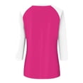thumbnail image 5 of Fgnfyis Haut à Manches 3/4 pour Femmes Été Décontracté Polyvalent Raglan Col Rond Chemise Décontractée Haut Hauts pour Femmes Rose Vif_002 TTG, 5 of 5