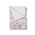 thumbnail image 2 of Paris Soft Flannel Fleece Throw Blanket, Abstract City Image Violin Cat with Bow Tie Eiffel Tower Illustration, Cozy Plush for Indoor and Outdoor Use, 50" x 70", Pale Pink Scarlet White, by Ambesonne, 2 of 5
