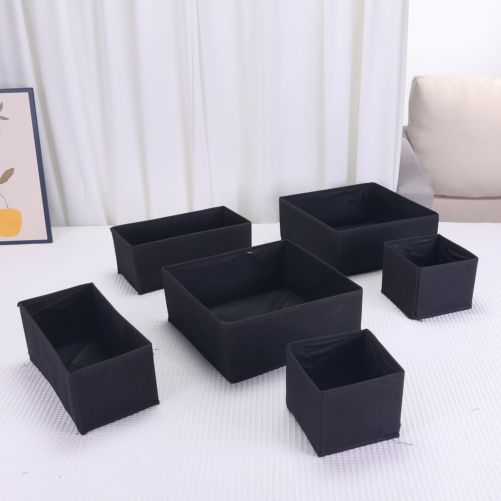 Unique Bargains Fabric Storage Cube Storage Bin Storage Basket Black