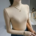 thumbnail image 5 of Shadoumai Crossover Turtleneck, Women'S High Stretch Turtle Neck Long Sleeve Bottoming Pullover Tops, 5 of 7