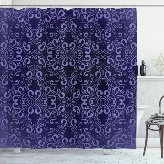 Ambesonne Floral Shower Curtain, Royal Victorian Pattern, 69"Wx70"L, Dark Purple Lavender