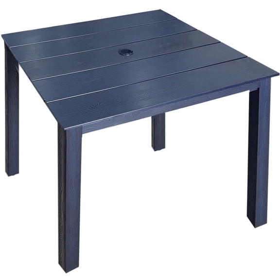 Innovaze Poly Lumber Outdoor Dining Table, HIPS Patio Dining Table with Umbrella Hole, Weather Resistant (36.2-Inches, Navy Blue)