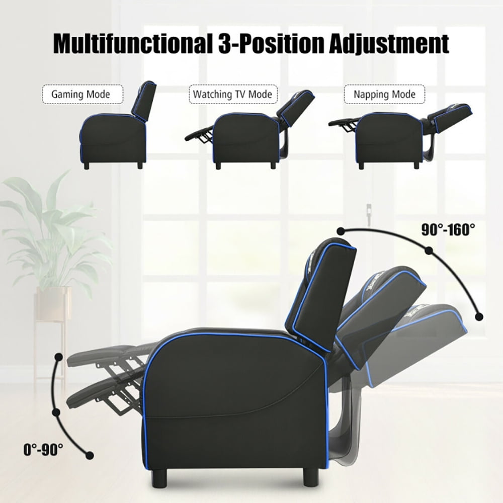 Finihen Massage Recliner Chair, Massage Racing Gaming Single Recliner Chair, for Gaming Room, Home Theater, Blue Finihen Massage Recliner Chair, Massage Racing Gaming Single Recliner Chair, for Gaming Room, Home Theater, Blue