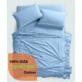 thumbnail image 2 of 1000 Thread Count, 100% Giza Egyptian Cotton Bedding Set, 4-PC Sheets Set, 10 Inch Deep Pocket of Fitted Sheet, Soft Sateen Weave Breathable - Sky Blue, Full-XL, 2 of 7