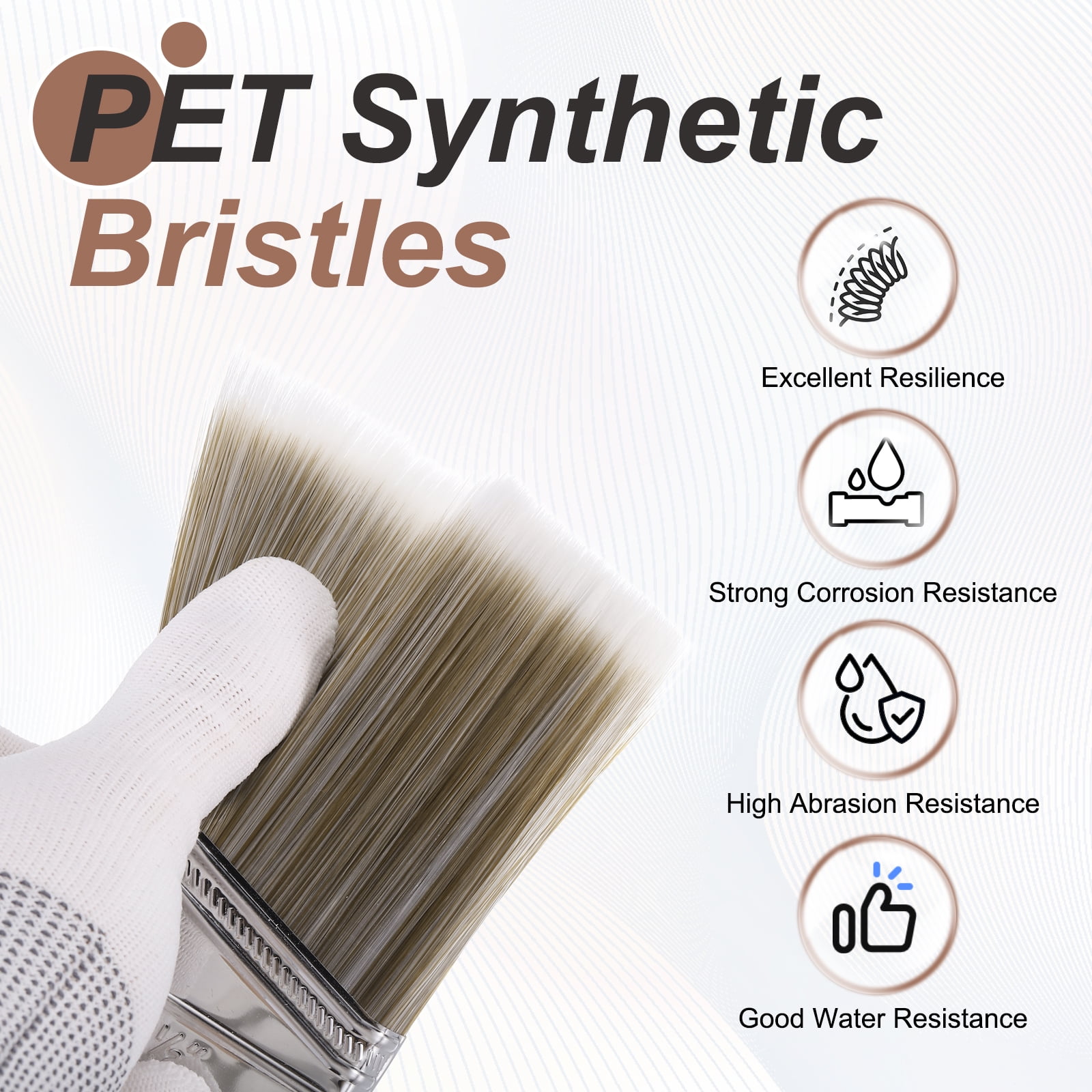 Uxcell 6pcs 3" Paint Brushes Angle Brush PET Synthetic Bristle with Wood Handle, Gray
