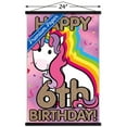 thumbnail image 3 of Ellie Ripberger Unicorn - Happy 6th Birthday Wall Poster with Wooden Magnetic Frame, 22.375" x 34", 3 of 3