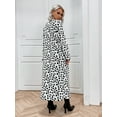 thumbnail image 2 of Eilly Bazar Open Front Longline Coat for Women Long Sleeve Female Dalmatian Pattern CoatNo Pocket Black and White S, 2 of 5