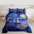 thumbnail image 2 of Feelyou Ocean Sailboat Nautical Queen Comforter Set, Mystic Galaxy Moon Bedding Sets, Vintage Oil Printing Reversible Bedding Comforter Set, Microfiber Bedroom Decor, 3-Piece, 2 of 8