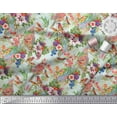 thumbnail image 2 of Soimoi Poly Georgette Fabric Birds,Leaves & Lily Floral Fabric Prints by Yard 52 Inch Wide, 2 of 3