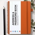 thumbnail image 3 of JUMNUYCUH Address Book with Alphabetical Tabs, Phone Book with Pocket, Password Books for Seniors, Record Contacts, Website Login Passwords and Notes, Spiral Bound, 7.7" x 5.6", Orange, 3 of 4