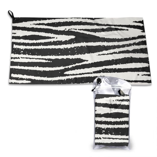 YFYANG Serviette de Voyage Portable en Microfibre pour Adulte, Rayures Abstraites Rétro Séchage Rapide avec Boucle de Randonnée Pochette PVC, 16 Pouces x 31.5 Pouces