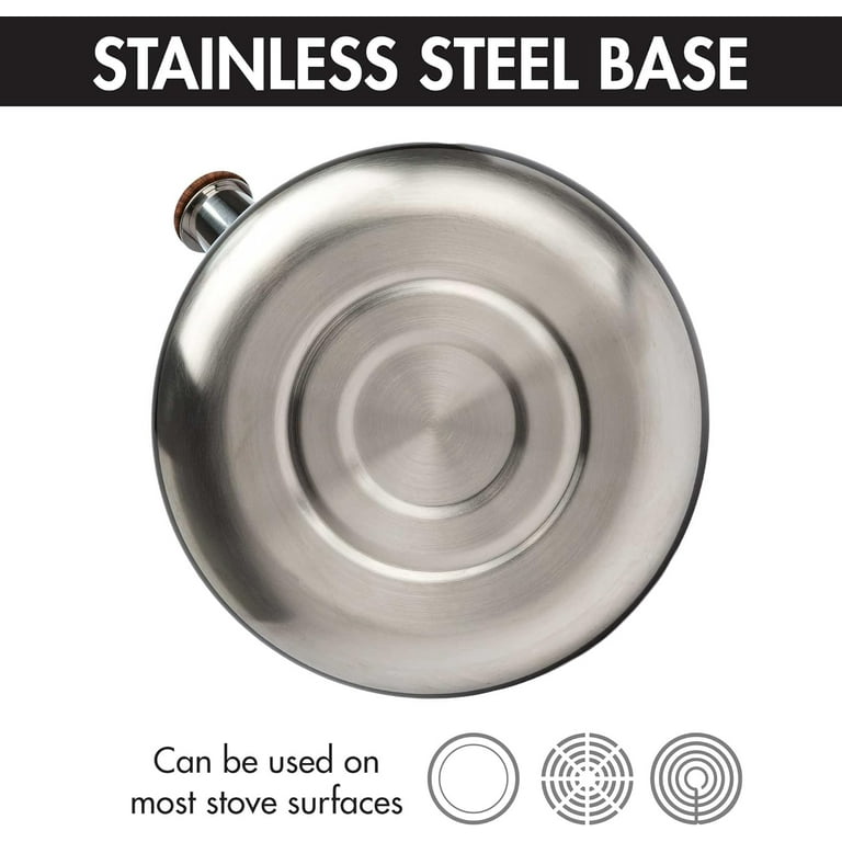 Oggi Brew Stainless Steel, Wood Handle, Whistling Tea Kettle (2.5 LT, 85 oz) Color: Green 7585.11