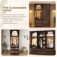 thumbnail image 6 of ANPOO 94''H Brown Extra Tall Armoire Wardrobe Closet w/ Top Cabinet & 2 Drawers, Farmhouse 2 Doors Armoire Wardrobe Closet w/ Barn Door & Sensor Light, LED Wooden Large Armoire for Bedroom, 6 of 10