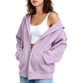 thumbnail image 4 of CBASIHI Womens Oversized Sweatshirts with Pockets- Casual Trendy Long Sleeve Fall Drawstring Drop Shoulder Zip Up Hoodies Hot Pink Size S, 4 of 8