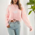 thumbnail image 3 of Vedolay Women Sweater Women's Crewneck Oversized Knit Warm Side Slit Pullover Sweater,Red S, 3 of 5