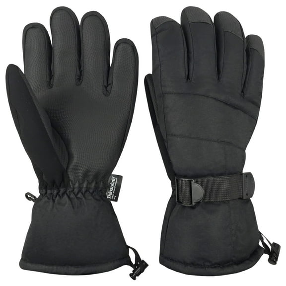 N'Ice Caps Mens Waterproof Thinsulate Gloves Winter Snow Ski Adults Black High Performance Male