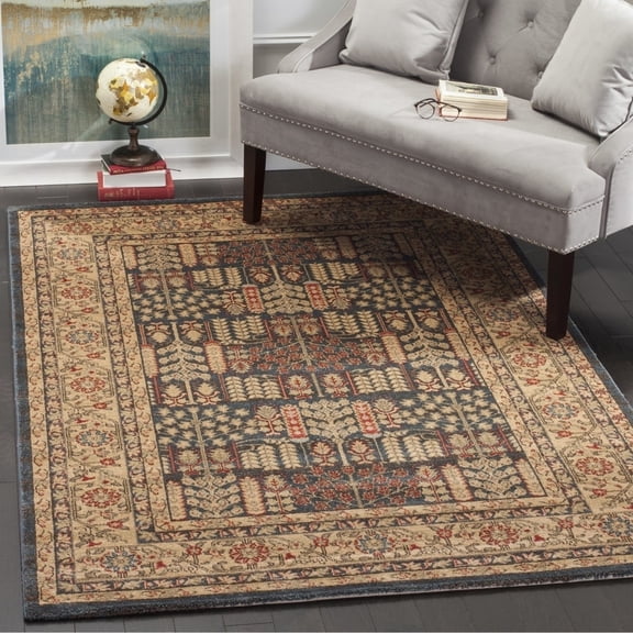 SAFAVIEH Mahal Phylliss Oriental Area Rug, Navy/Natural, 8' x 11'