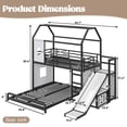thumbnail image 2 of Harper & Bright Designs Twin over Full Bunk Bed with Storage Cabinet and Hanging Rod, Metal Bunk Bed Frame with Slide & Ladder, House Bunk Bed with Curtain, Guardrails and LED Light Strip, Black, 2 of 16