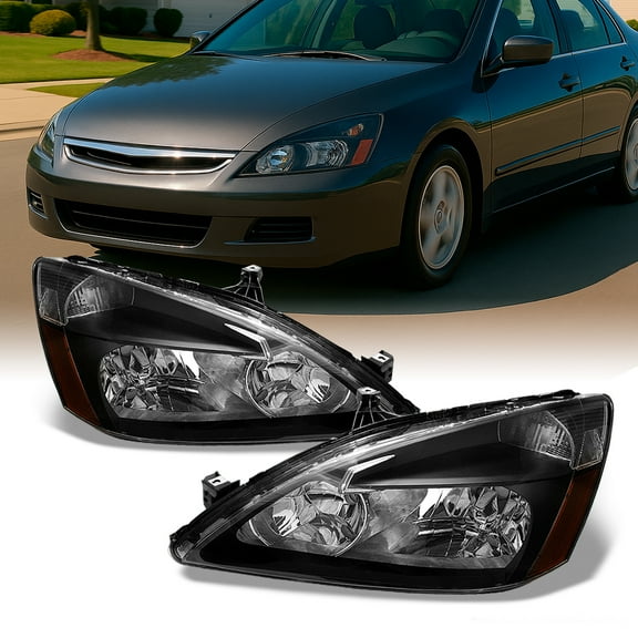 AKKON - For Honda Accord OE Replacement Black Headlights Driver/Passenger Head Lamps