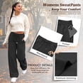 thumbnail image 3 of TEMOFON Sweatpants for Women Wide Leg Casual Baggy Pants Black Knit Comfy Elastic Drawstring Sweat Pants with Pockets L, 3 of 9
