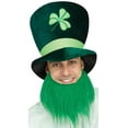 thumbnail image 2 of Adults St. Patrick's Day Leprechaun Tall Hat With Dark Green Beard Accessory, 2 of 2