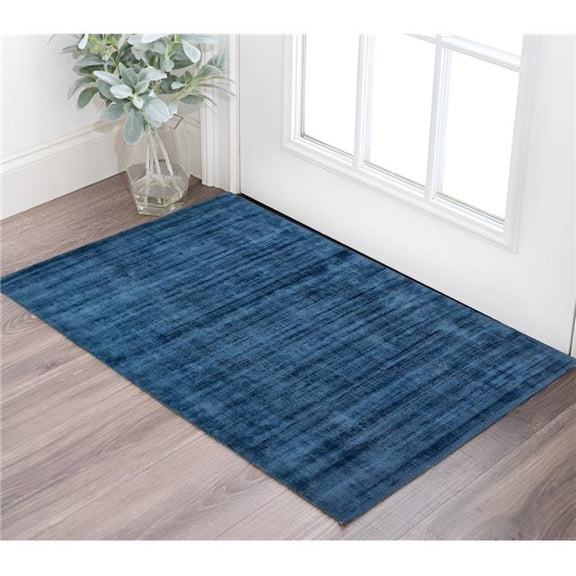 HomeRoots 570248 2 x 3 ft. Striped Hand Woven Rectangle Area Rug, Dark Blue