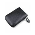 thumbnail image 5 of Leather RFID Blocking Wallet - Slim Zipper Credit Card Holder Purse for Women and Men, Thin Black TIKA, 5 of 6