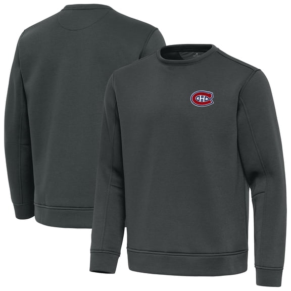 Men's Antigua Pewter Montreal Canadiens Relevant Lightweight Pullover Sweatshirt