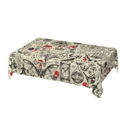 DouZhe Rectangular Tablecloth, Vintage Masonic Mysticism Skulls Table Cloth for Kitchen Dinning Tabletop, 72" x 54" Waterproof Polyester Table Cover