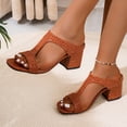thumbnail image 5 of Eltusu Women Slide Sandals, Breathable Block Heel Open Toe Non-Slip Ladies Shoes Brown Size 7.5, 5 of 9