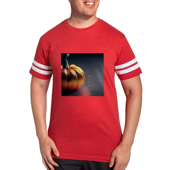 CafePress - Glitter Pumpkin Men's Football T Shirt - Mens Football Shirt