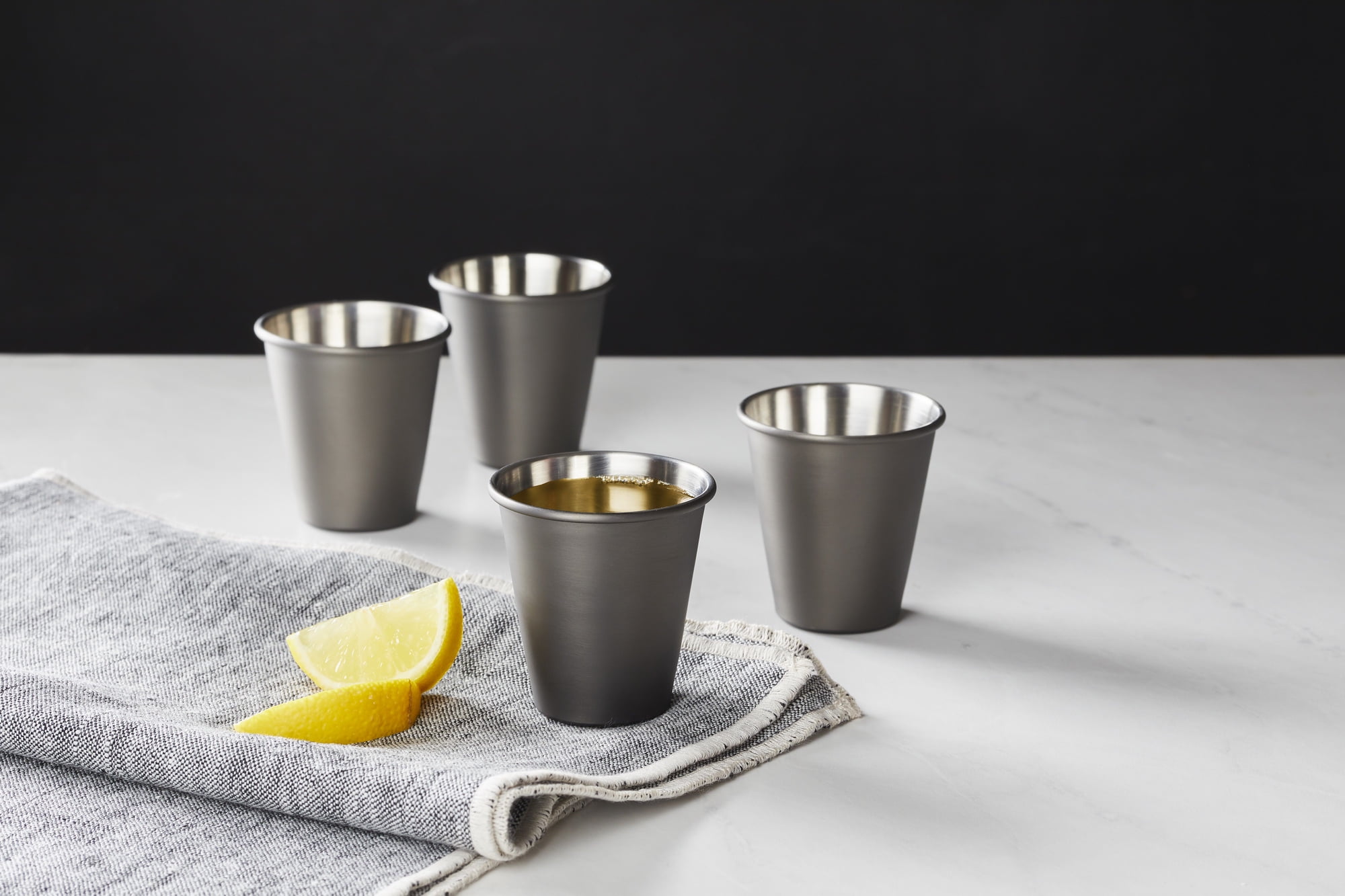 (3 pack) Better Homes & Gardens 4-Count Stainless Steel Shot Glasses in Black Gunmetal Finish