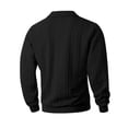 thumbnail image 4 of UTSJKR Men's Cable Knit Detail Textured Knit Quarter-Zip Button up Collared Sweater, Collared Casual Pullover, Fall Winter Daily Street Warm Leisure Wear Black S, 4 of 4
