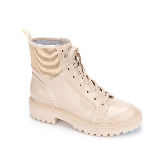 Kenneth Cole New York Womens Rhode Light Patent Leather Combat & Lace-up Boots
