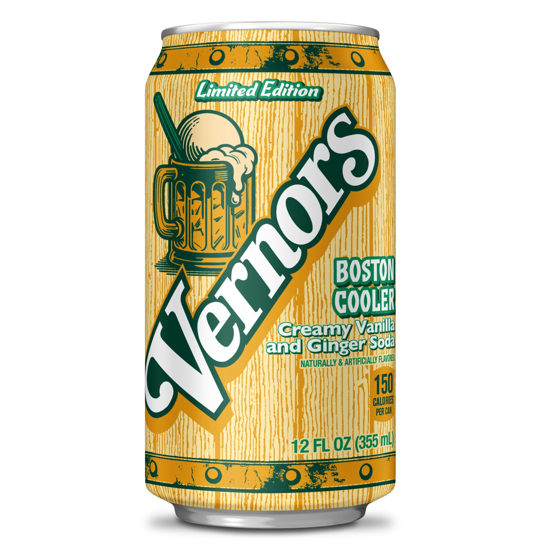 Vernors Caffeine Free Boston Cooler Creamy Vanilla and Ginger Soda Pop, 12 fl oz, 12 Pack Cans