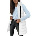 thumbnail image 6 of Womens Long Puffer Vest Quilted Hooded Full Zip Vest Padded Sleeveless Coat Jackets With Pockets, 6 of 7