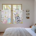 thumbnail image 3 of Easter Bunny Kitchen Curtains 45 Inch Length, Blue Easter Eggs Spring Floral Grey Plaid Tiers Curtains for Bathroom Bedroom Cafe, Light Filtering Small Window Treatment Drapes 2 Panels 42"Wx45"L, 3 of 8