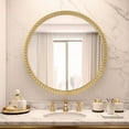 thumbnail image 4 of WallBeyond 30 inch Large Wood Round Wall Mirror with Gold Beaded Frame, Home Decorative Mirror, 4 of 8