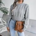 thumbnail image 4 of Herrnalise Women's Knitted Crop Tops Women Fashion Casual Long Sleeve Hollow Out Base Knitted Sweater Pullover Jumper Sweaters, 4 of 4