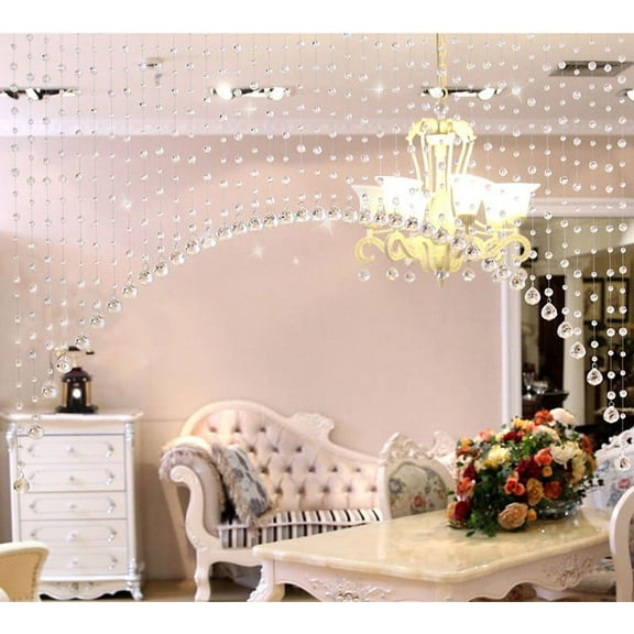 olkpmnmk 1 Crystal Beaded Curtain,Arched Door String Curtain,Hanging Doorway Room Divider Suitable For Home,Coffee House,Bedroom,Restaurant,Hanging Beads For Doorways,Arched Door String Curtain(Clear)