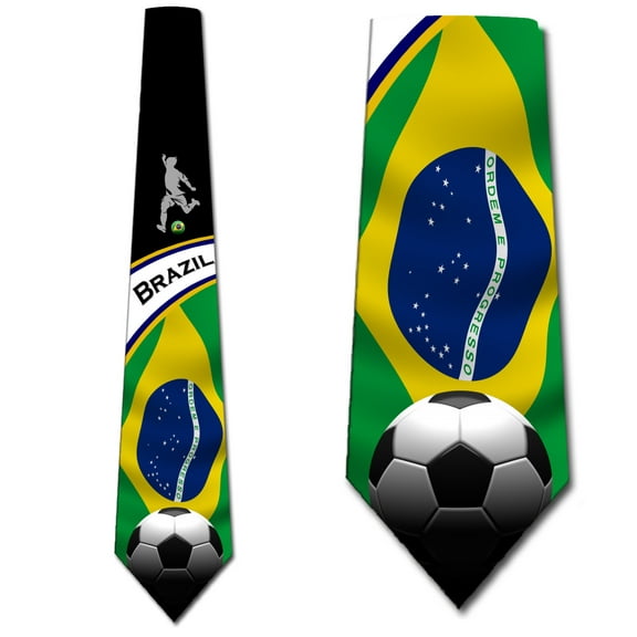 Football Ties Mens Soccer Brazil Tie Necktie by Three Rooker