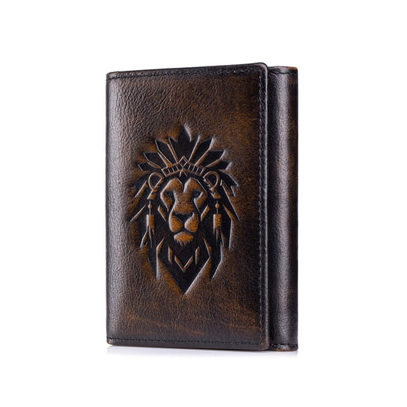 TAZAG First-layer Cowhide RFID Anti-theft Brush Tri-fold Wallet Men's Short Genuine Leather Wallet