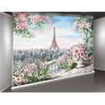 thumbnail image 2 of GreenDecor Watercolor Photography Backdrops Pink Flowers Backgrounds Paris Eiffel Tower Backdrop Booth 7x5ft, 2 of 4