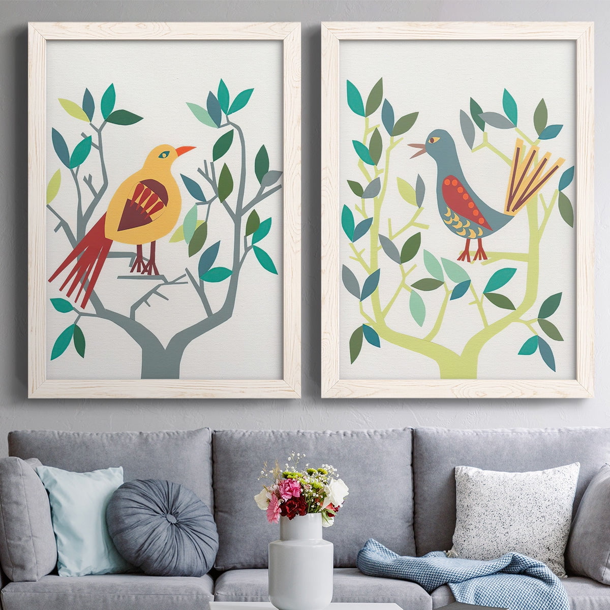 Whitty Bird III - Premium Framed Canvas 2 Piece Set - Ready to Hang