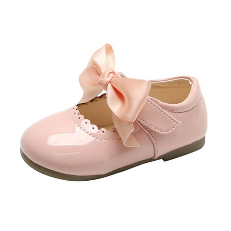 

DxhmoneyHX Baby Girls Bowknot Mary Jane Flats Non Slip Soft Sole Dress Shoes Infant Toddler Buckle Shinny Party Ballet Shoes