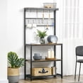 thumbnail image 4 of HOMCOM Industrial 4-Tier Baker's Rack with Storage Shelves, Microwave Stand with Wire Grid and Hanging Hooks, Kitchen Storage Organizer with Adjustable Feet, Rustic Brown, 4 of 10