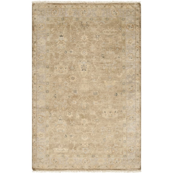 Hauteloom Repuz Wool Living Room, Bedroom Area Rug - Traditional - Pale Blue, Beige, Brown - 2' x 3'
