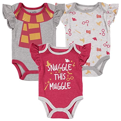 Baby Girls' Short Sleeve One Piece Bodysuit 3 Pack Gift Set (Red/Pink/Grey,  6-9 Months)
