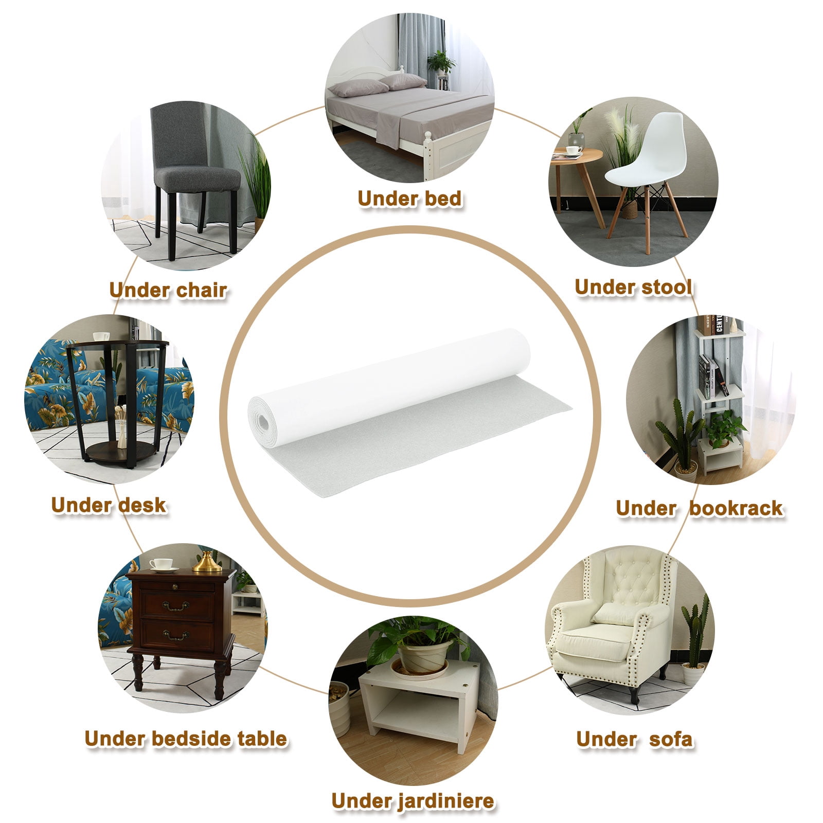 Felt Strips with Adhesive Backing,  15-3/4" x 60" x 0.08" Adhesive Felt Strips Anti Scratch Furniture Felt Tapes Self-Stick Felt Pads for Protecting Hardwood Floor, White
